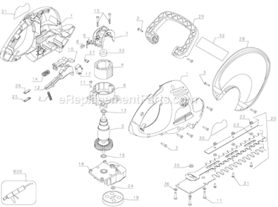 Page A Diagram and Parts List for TR1600 Type 1 Black and Decker Hedge Trimmer